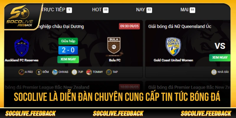 Socolive là website cập nhật trực tiếp bóng đá và tin tức bóng đá