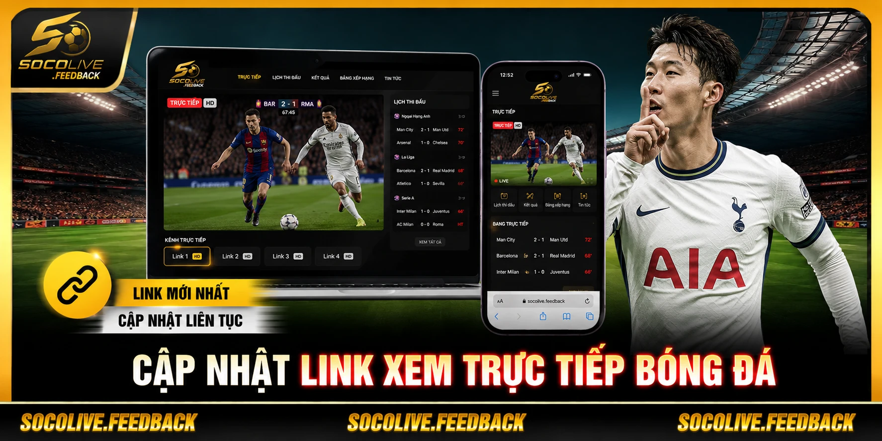 Cập nhật link xem trực tiếp bóng đá Full HD tại Socolive