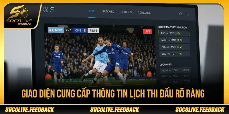 Giao diện cung cấp thông tin lịch thi đấu rõ ràng Giao diện cung cấp thông tin lịch thi đấu UEFA Champions League rõ ràng