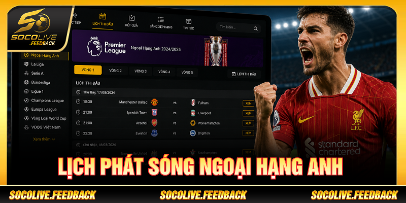 Lịch Phát Sóng Ngoại Hạng Anh Hôm Nay - Giờ Đá Mới lịch phát sóng ngoại hạng anh