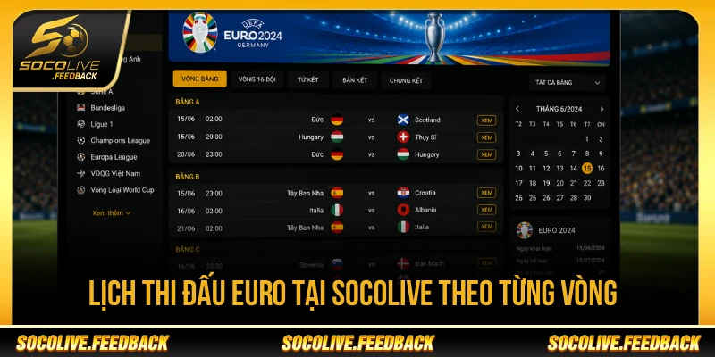 Euro - Lịch Thi Đấu, Kết Quả Và Tin Bóng Đá Châu Âu Lịch thi đấu Euro tại Socolive được cập nhật theo từng vòng đấu